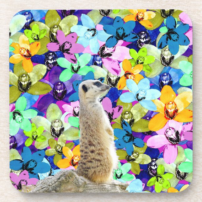 Posavasos Orquídeas De Meerkat Y Acuarela, (Frente)