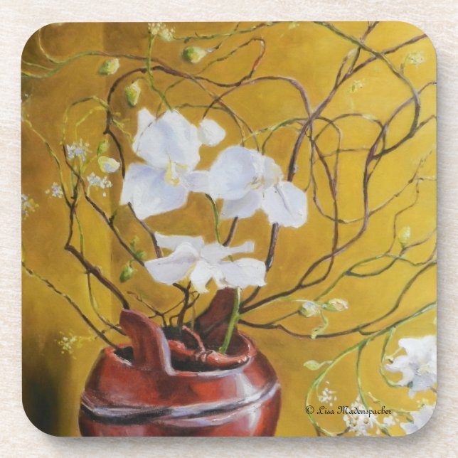 Posavasos Orquídeas en prácticos de costa de un florero de (Frente)