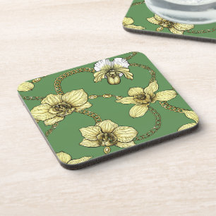 Posavasos Orquídeas y cadenas, amarillas y kellanas