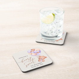 Posavasos Oso Bebé, Globos Púrpura, Primer Cumpleaños