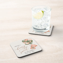 Posavasos Oso bebé, globos verdes, primer cumpleaños