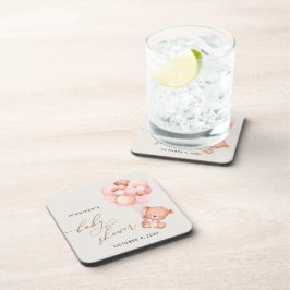 Posavasos Oso Bebé, Oso De Teddy, Globos Rosados, Baby Showe