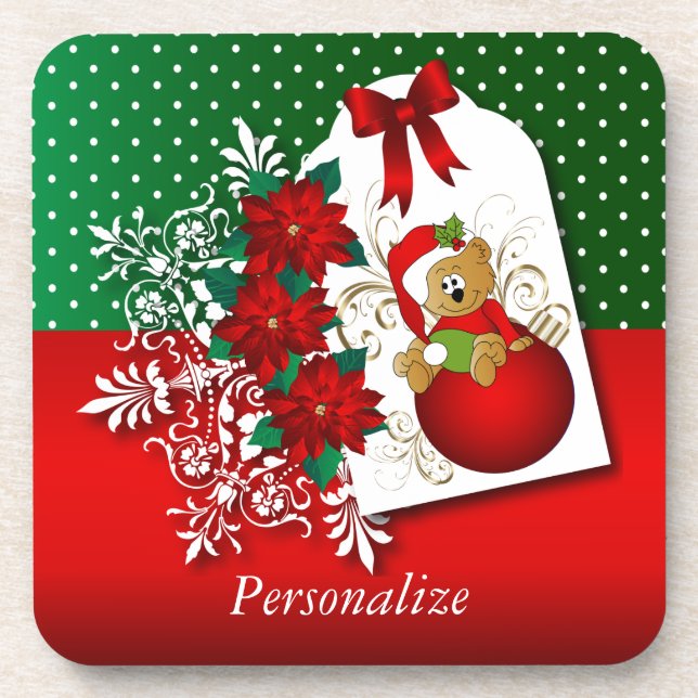 Posavasos Oso de Navidades de vacaciones (Frente)