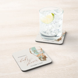 Posavasos Oso de peluche, globo de aire caliente verde, Baby