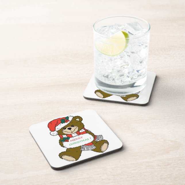 POSAVASOS OSO DE TEDDÍA "MERRY CHRISTMAS" (Lado Derecho)