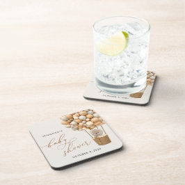 Posavasos Oso, globos beige, globo de aire caliente, Baby Sh