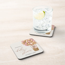 Posavasos Oso, globos rosados, globo de aire caliente, Baby 