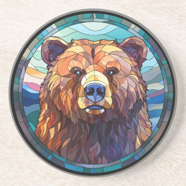 Posavasos Oso Grizzly de Vidrio Dulce (Frente)