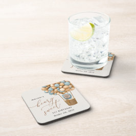 Posavasos Oso lindo, globos azules, primer cumpleaños