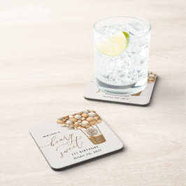 Posavasos Oso lindo, globos beige, primer cumpleaños