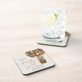 Posavasos Oso lindo, globos marrones, primer cumpleaños