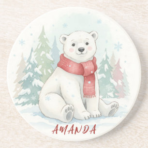 Posavasos Oso Polar Acuarela Invernal Adorable