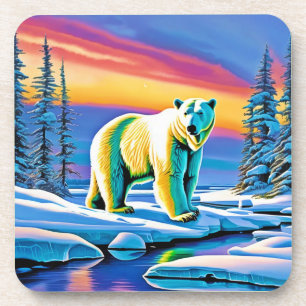 Posavasos Oso Polar Ártico Salvaje de Nieve