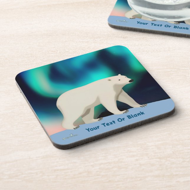 Posavasos Oso Polar Cutáneo y Luces del Norte (Lado Izquierdo)