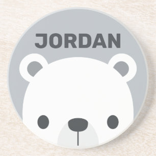 Posavasos Oso polar pequeño y corto con nombre personalizado
