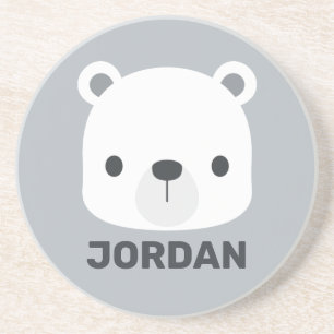 Posavasos Oso polar pequeño y corto con nombre personalizado