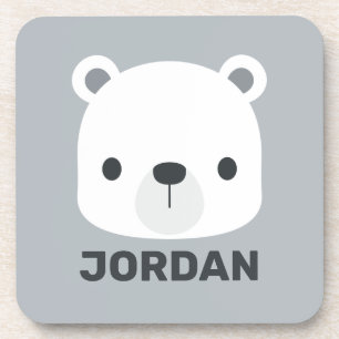 Posavasos Oso polar pequeño y corto con nombre personalizado