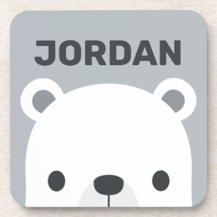 Posavasos Oso Polar Pequeño y Lindo con Nombre Personalizado