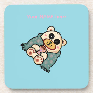 Posavasos Oso Polar Personalizado con Café   Arte Adorable d