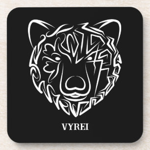 Posavasos Oso tribal blanco y negro
