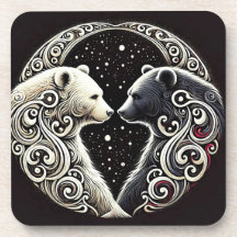 Osos blancos y negros en un diseño de Yin Yang