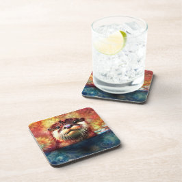 Posavasos Otter Abstract Naranja floral Verde azulado ortebr