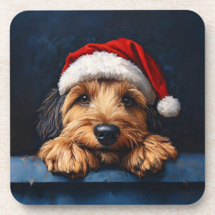 Posavasos Otterhound con sombrero de Santa
