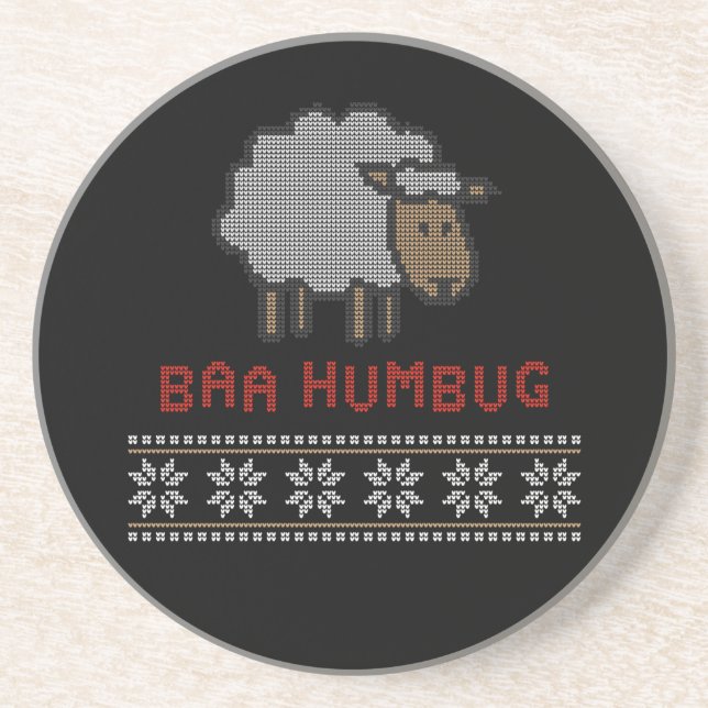 Posavasos Oveja de Navidad Baa Humbug (Frente)