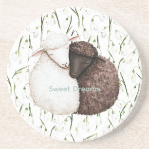 Posavasos Ovejas Blancas Marrón Flores