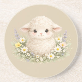 Posavasos Ovejas caprichosas y flores silvestres para un enc