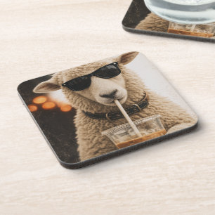 Posavasos Ovejas geniales bebiendo café helado