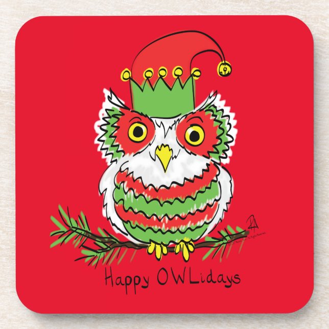 Posavasos Owl Funny Christmas Cute Kids (Frente)