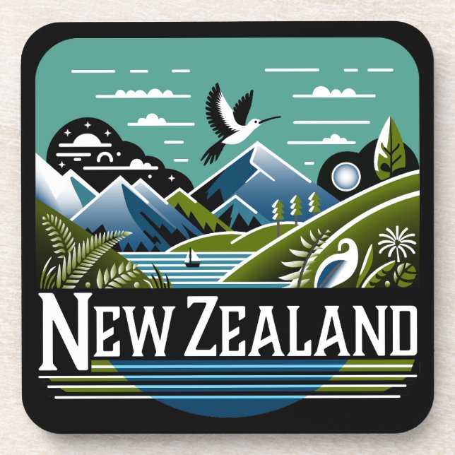 Posavasos Pacífico Sur de Nueva Zelanda (Frente)