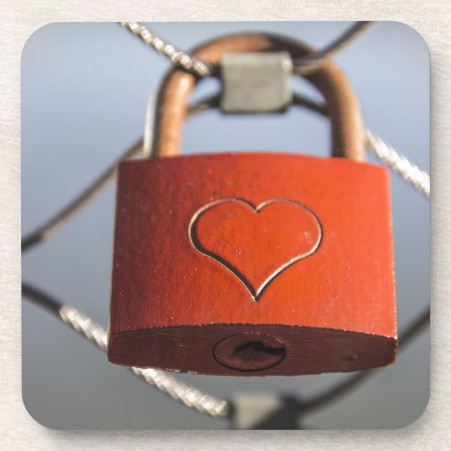 Posavasos Padlock del corazón de amor (Frente)