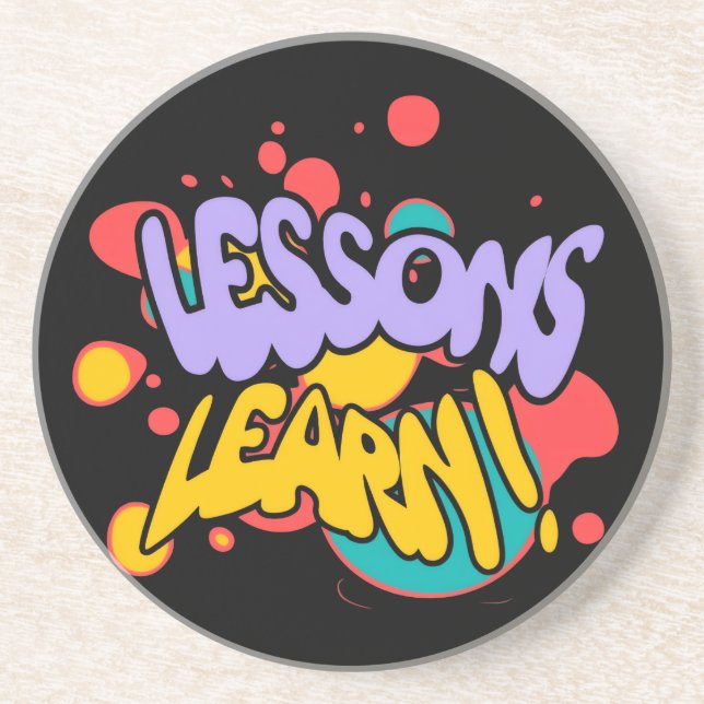 POSAVASOS PAINT SPLASH LESSONS LEARN ROUND SANDSTONE COASTER (Frente)