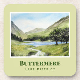 Posavasos Paintaje paisajístico acuarela de la Buttermere de