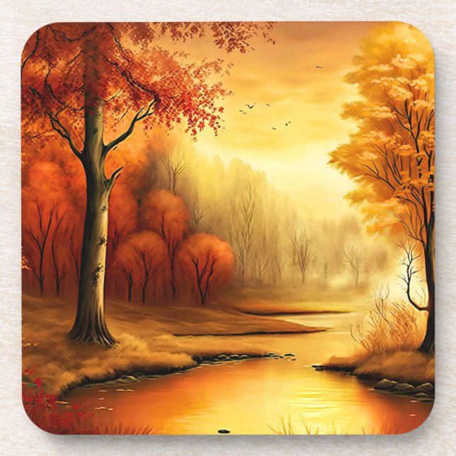 Posavasos Paintaje paisajístico de otoño-87546 (Frente)