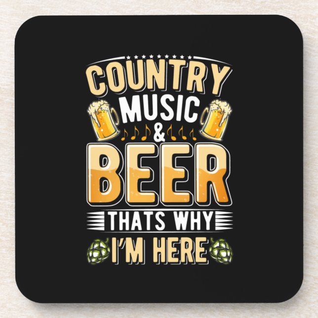 Posavasos País de la música country bebedor de cerveza cumpl (Frente)