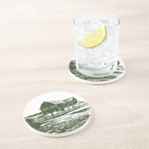 Posavasos Paisaje campestre estilo madera casa de campo
