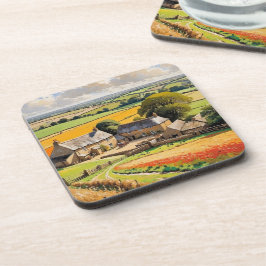 Posavasos Paisaje Campestre Granja Rural Ilustrado