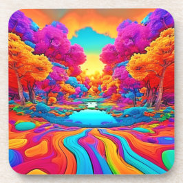 Posavasos Paisaje colorido de fantasía