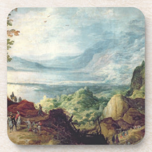 Posavasos Paisaje con el mar y las montañas (aceite en lona)