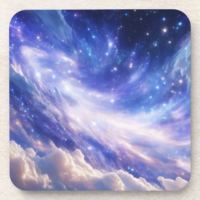 Posavasos Paisaje Cósmico: Nebulosa giratoria y noche estrel (Frente)