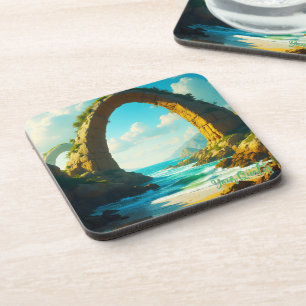 Posavasos Paisaje costero de océano con arco de piedra