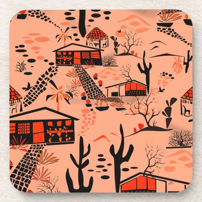 Posavasos Paisaje de arena desértica sin foco casas de naran (Frente)