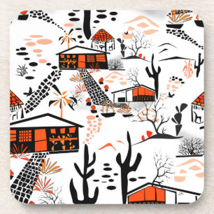 Posavasos Paisaje de arena desértica sin foco casas de naran