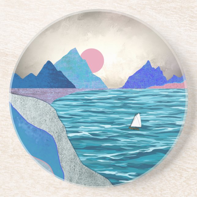 Posavasos Paisaje de la ensenada náutica (Frente)
