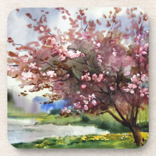 Posavasos Paisaje de la pintura de la acuarela