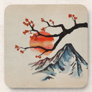 Posavasos Paisaje de la Serenidad Zen - Sunset de la Montañ