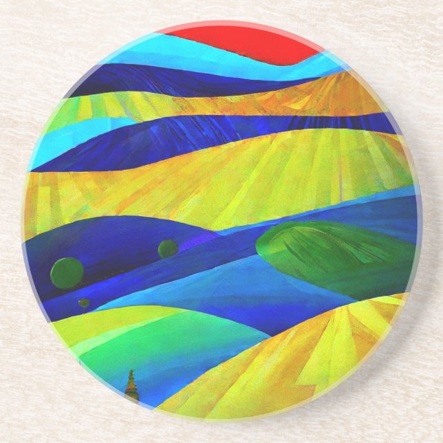 Posavasos Paisaje de las colinas Rainbow Fantasy Hills (Frente)